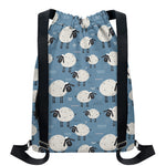 Happy Sheep Pattern Print Drawstring Backpack