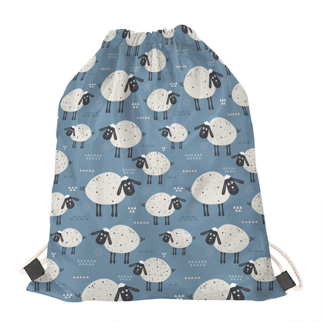 Happy Sheep Pattern Print Drawstring Bag