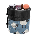 Happy Sheep Pattern Print Drawstring Makeup Bag