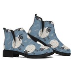 Happy Sheep Pattern Print Flat Ankle Boots