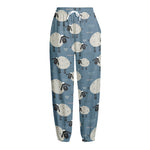 Happy Sheep Pattern Print Fleece Lined Knit Pants