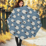 Happy Sheep Pattern Print Foldable Umbrella