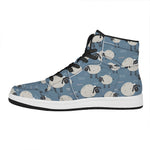 Happy Sheep Pattern Print High Top Leather Sneakers