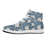 Happy Sheep Pattern Print High Top Leather Sneakers
