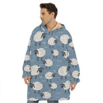 Happy Sheep Pattern Print Hoodie Blanket
