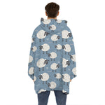 Happy Sheep Pattern Print Hoodie Blanket