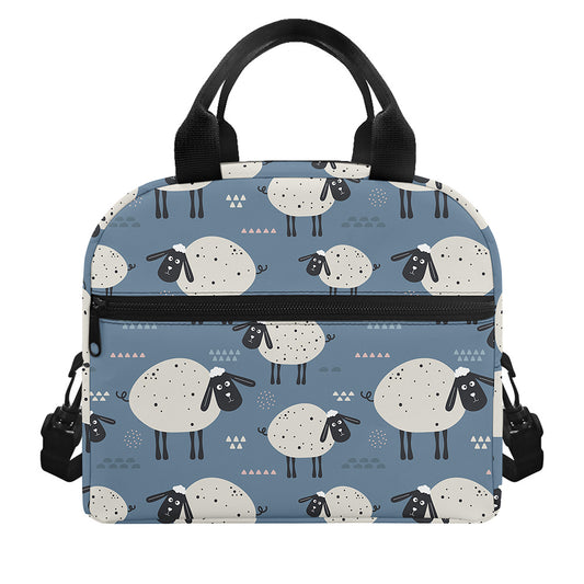 Happy Sheep Pattern Print Insulated Lunch Bag