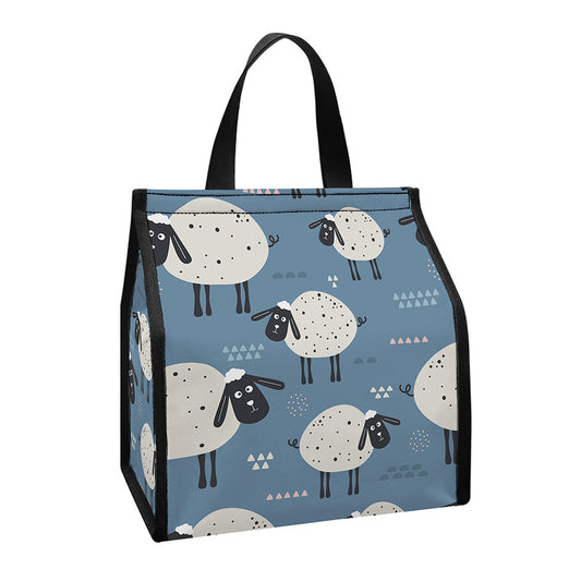 Happy Sheep Pattern Print Insulated Lunch Tote