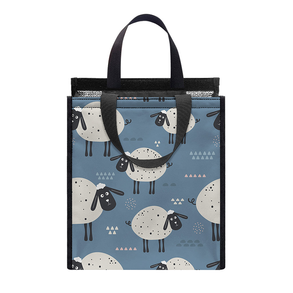 Happy Sheep Pattern Print Insulated Lunch Tote