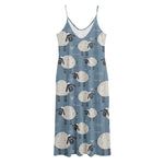 Happy Sheep Pattern Print Jersey Midi Cami Dress