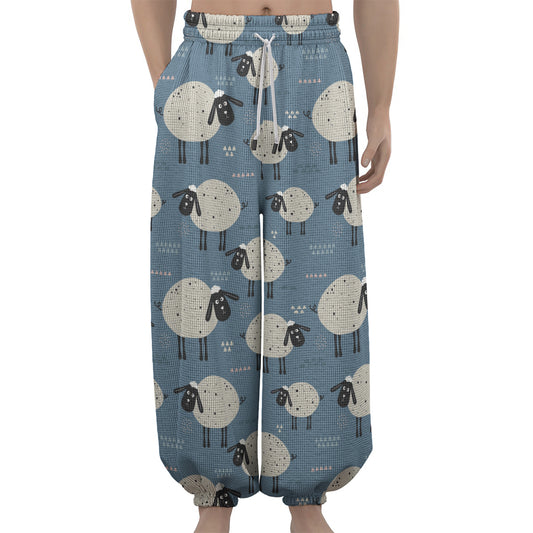Happy Sheep Pattern Print Lantern Pants