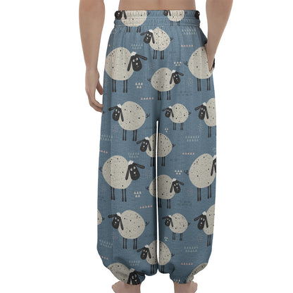 Happy Sheep Pattern Print Lantern Pants
