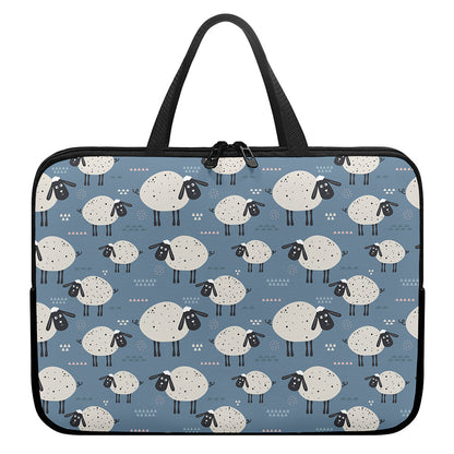 Happy Sheep Pattern Print Laptop Sleeve With Handle