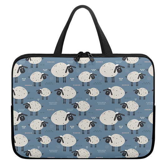 Happy Sheep Pattern Print Laptop Sleeve With Handle