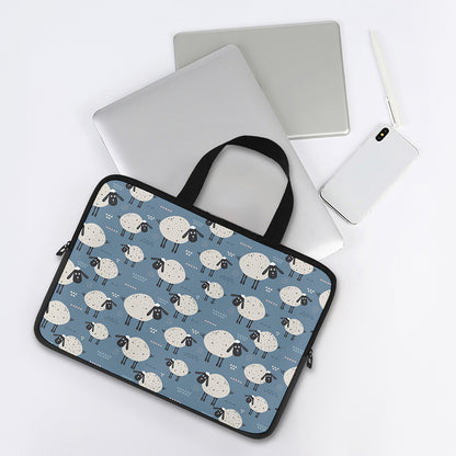Happy Sheep Pattern Print Laptop Sleeve With Handle