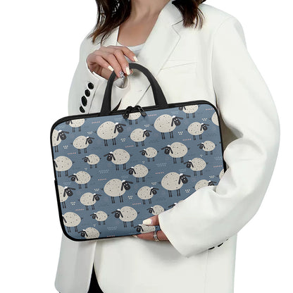 Happy Sheep Pattern Print Laptop Sleeve With Handle