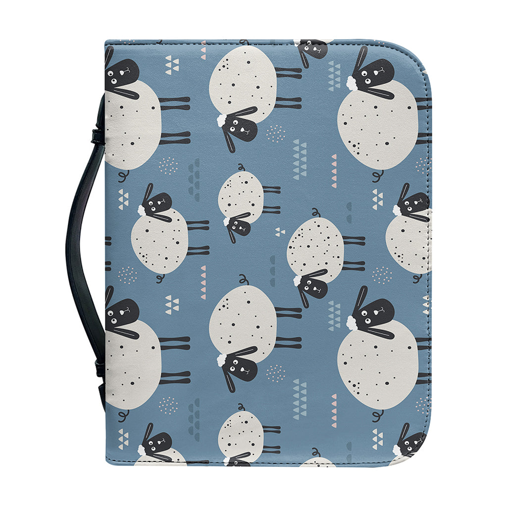 Happy Sheep Pattern Print Leather Bible Cover
