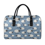 Happy Sheep Pattern Print Leather Duffle Bag