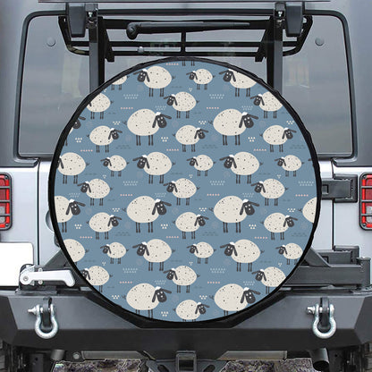 Happy Sheep Pattern Print Leather Spare Tire Cover