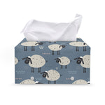 Happy Sheep Pattern Print Leather Tissue Box Cover