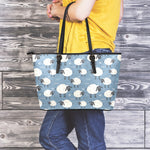 Happy Sheep Pattern Print Leather Tote Bag