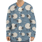Happy Sheep Pattern Print Long Sleeve Baseball Jersey