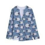 Happy Sheep Pattern Print Long Sleeve Short Coat
