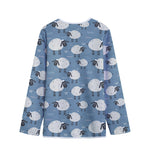 Happy Sheep Pattern Print Long Sleeve Short Coat