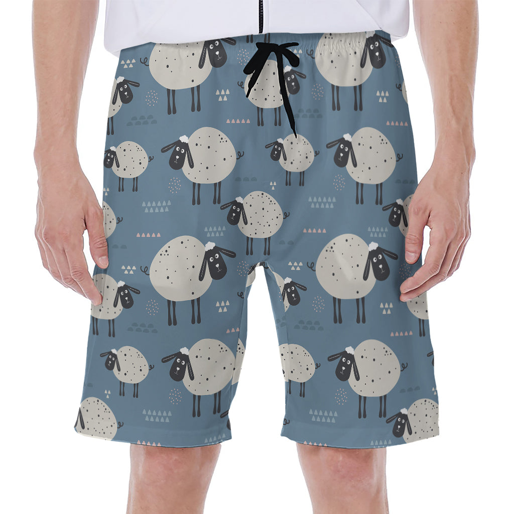 Happy Sheep Pattern Print Men's Beach Shorts