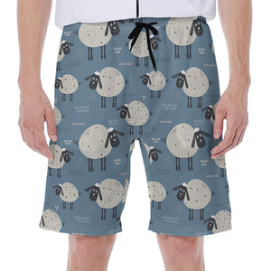 Happy Sheep Pattern Print Men's Beach Shorts