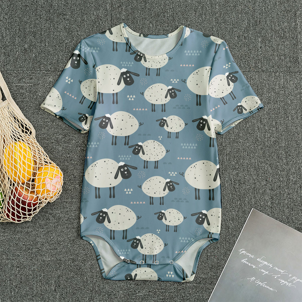 Happy Sheep Pattern Print Men's Bodysuit