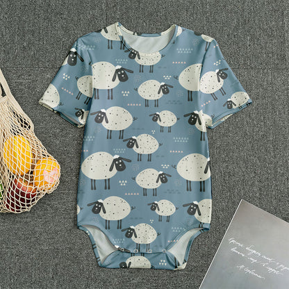 Happy Sheep Pattern Print Men's Bodysuit