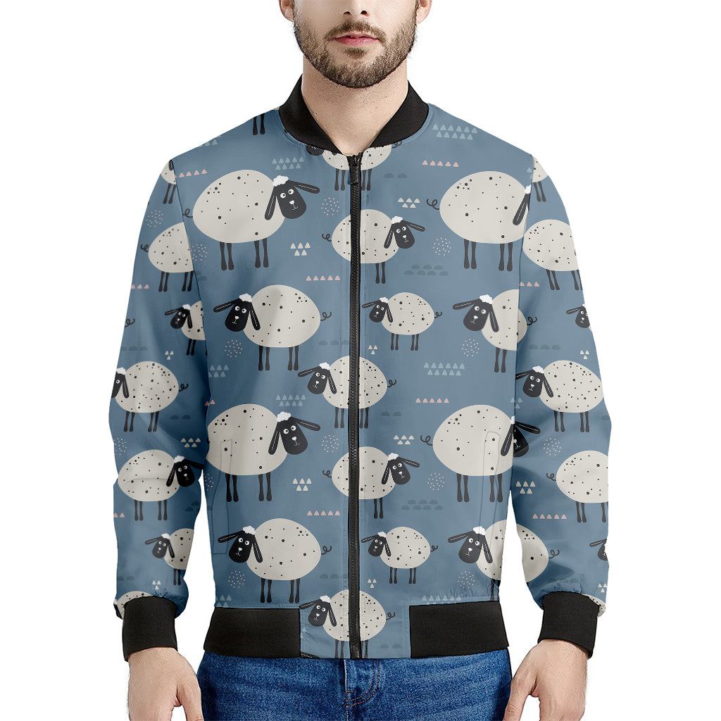 Happy Sheep Pattern Print Men's Bomber Jacket