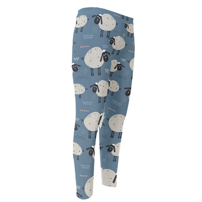Happy Sheep Pattern Print Men's Compression Pants