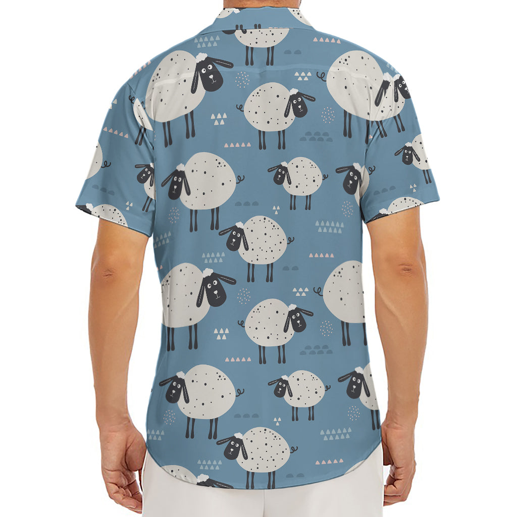 Happy Sheep Pattern Print Men's Deep V-Neck Shirt