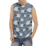 Happy Sheep Pattern Print Men's Fitness Tank Top