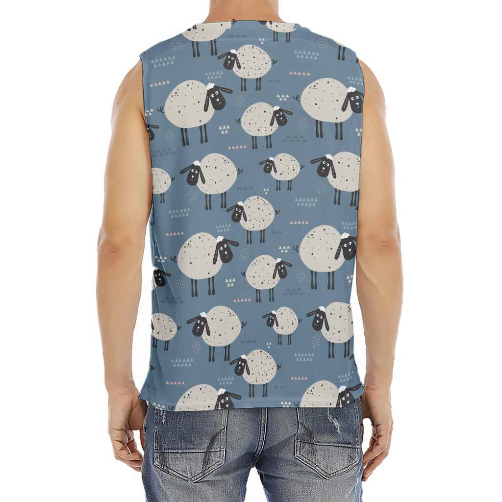Happy Sheep Pattern Print Men's Fitness Tank Top