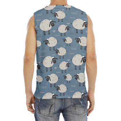 Happy Sheep Pattern Print Men's Fitness Tank Top