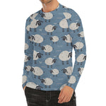 Happy Sheep Pattern Print Men's Long Sleeve Rash Guard