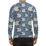 Happy Sheep Pattern Print Men's Long Sleeve Rash Guard