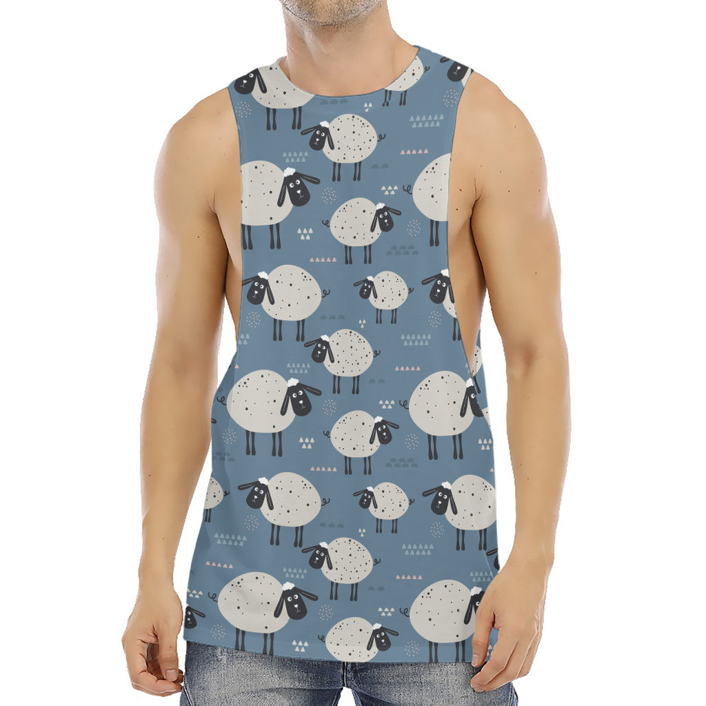 Happy Sheep Pattern Print Men's Muscle Tank Top