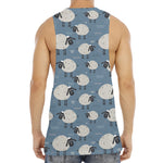 Happy Sheep Pattern Print Men's Muscle Tank Top