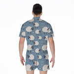Happy Sheep Pattern Print Men's Rompers