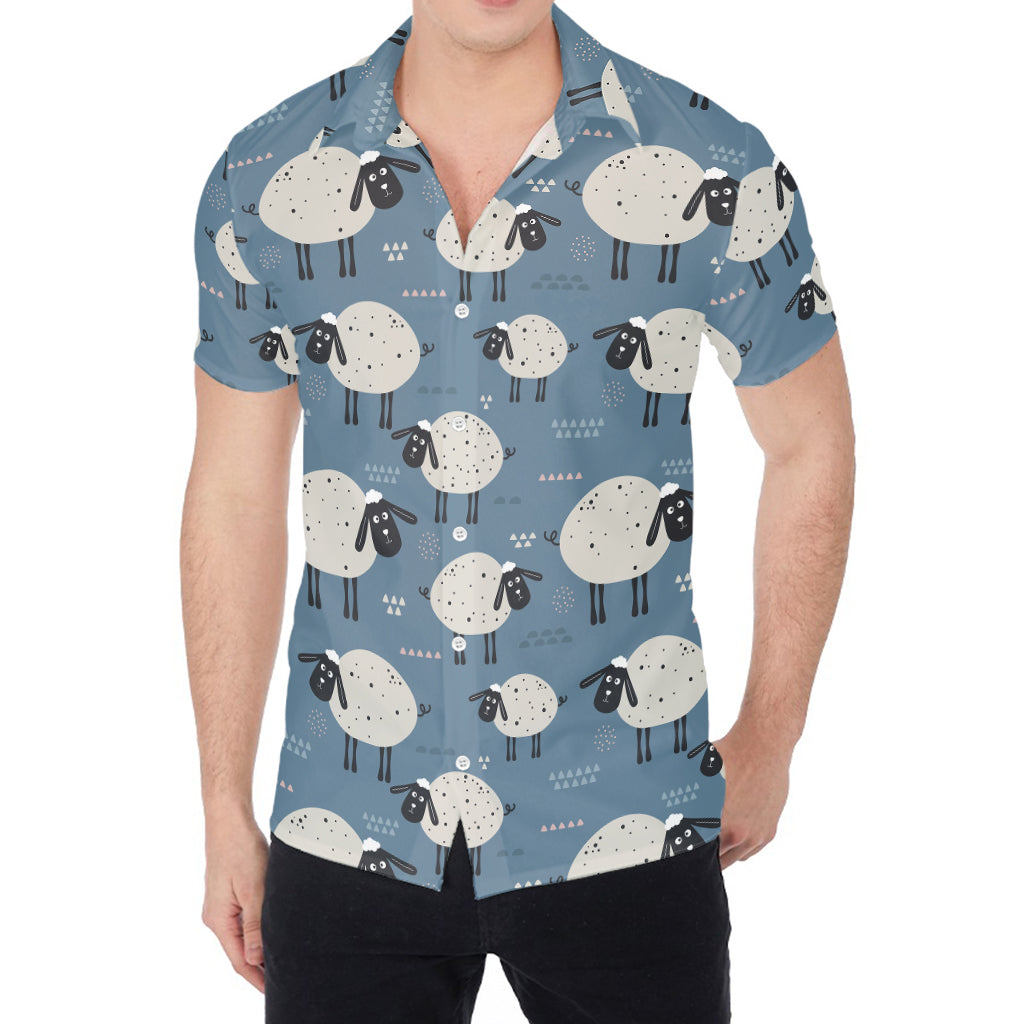 Happy Sheep Pattern Print Men's Shirt