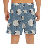 Happy Sheep Pattern Print Men's Split Running Shorts