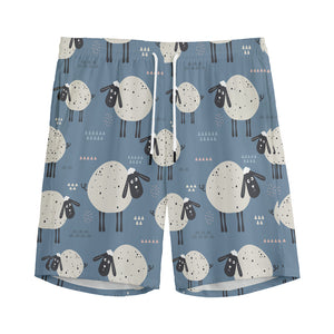 Happy Sheep Pattern Print Men's Sports Shorts