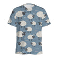 Happy Sheep Pattern Print Men's Athletic T-Shirt