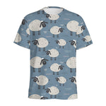 Happy Sheep Pattern Print Men's Sports T-Shirt