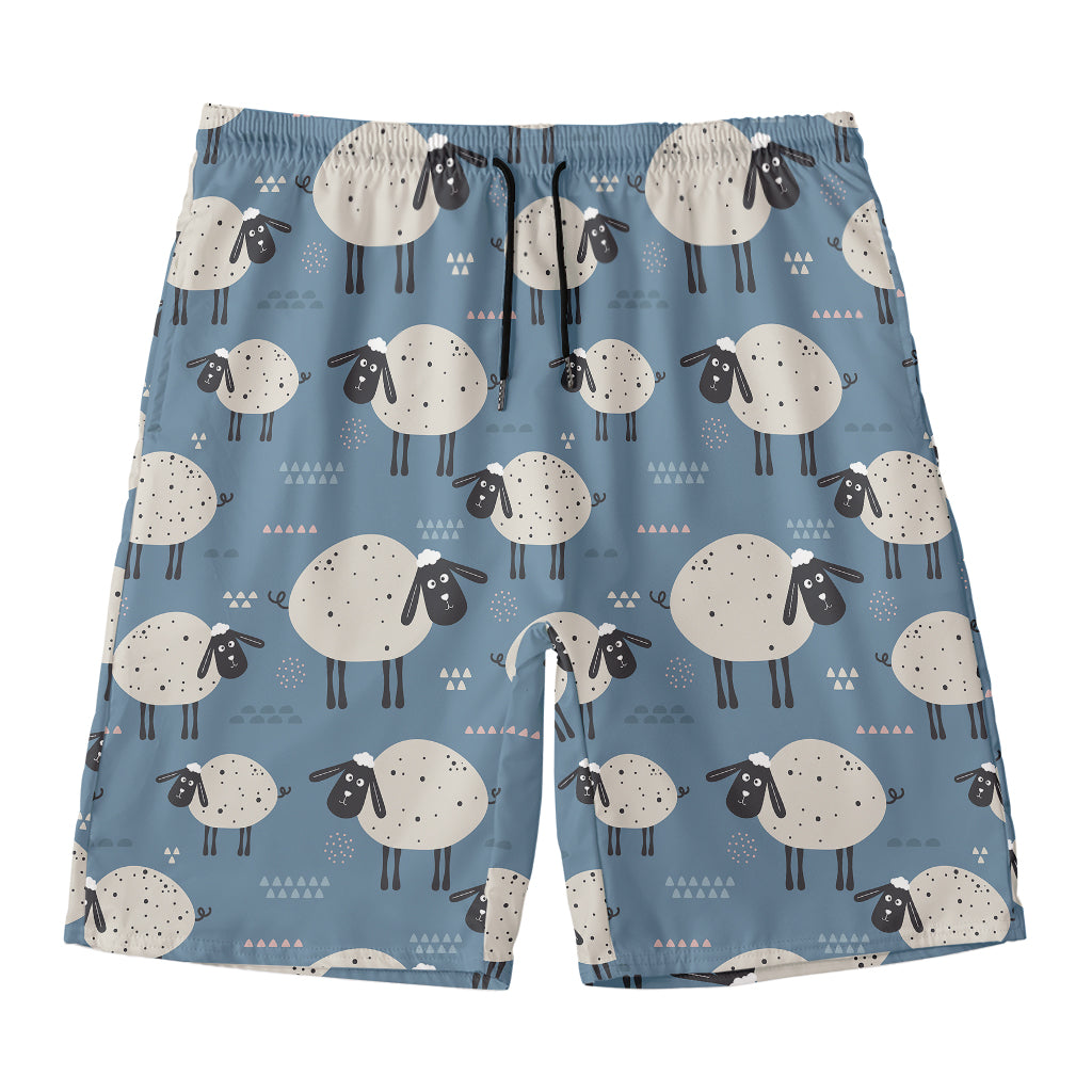 Happy Sheep Pattern Print Men's Swim Trunks