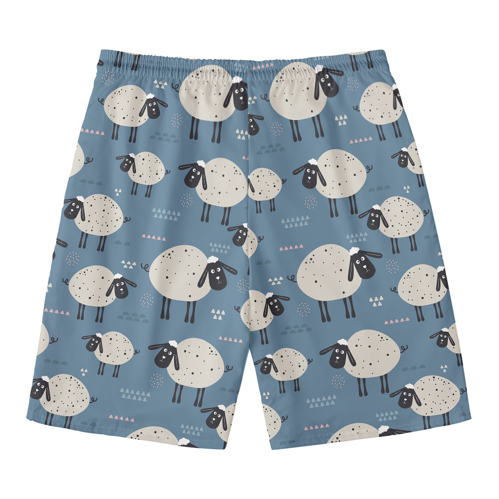 Happy Sheep Pattern Print Men's Swim Trunks